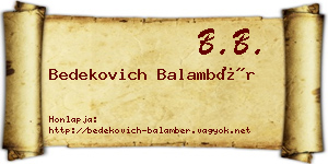 Bedekovich Balambér névjegykártya